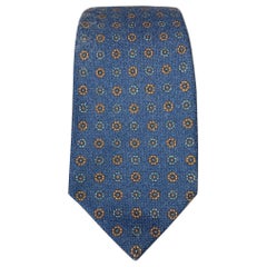 ISAIA Blue & Yellow Floral Wool Tie
