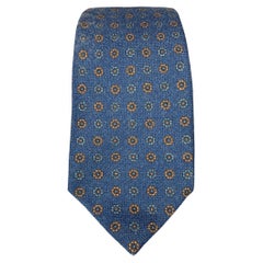 ISAIA Blue & Yellow Floral Wool Tie