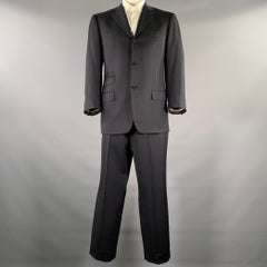 ISAIA Chest Size 42 Black Wool Notch Lapel Suit