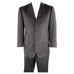 ISAIA Chest Size 42 Black Wool Notch Lapel Suit