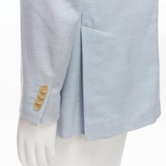 ISAIA Dustin 100% cotton light blue topstitch collar 3 pockets blazer IT50 L