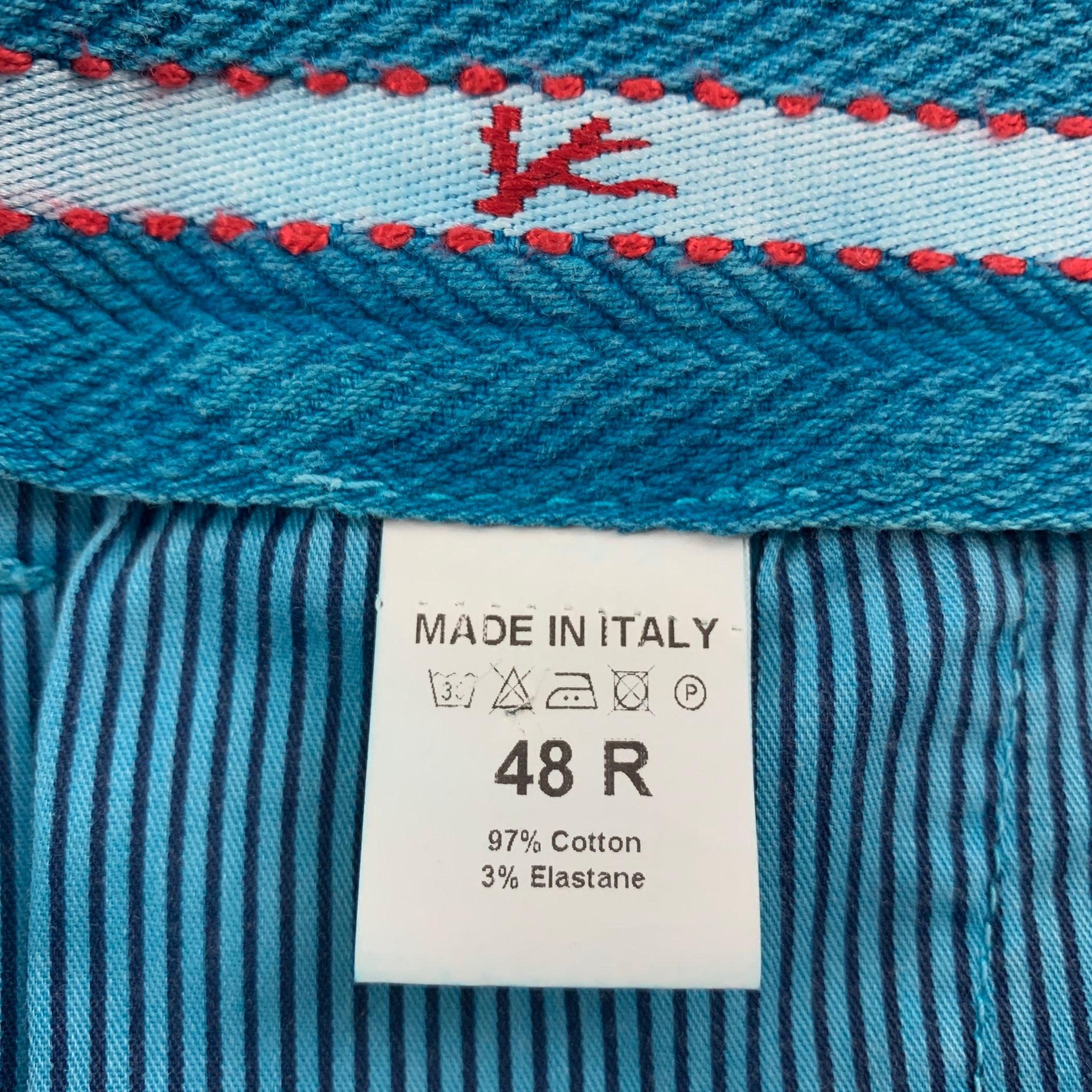 ISAIA Size 32 Aqua Cotton Zip Fly Casual Pants In New Condition In San Francisco, CA