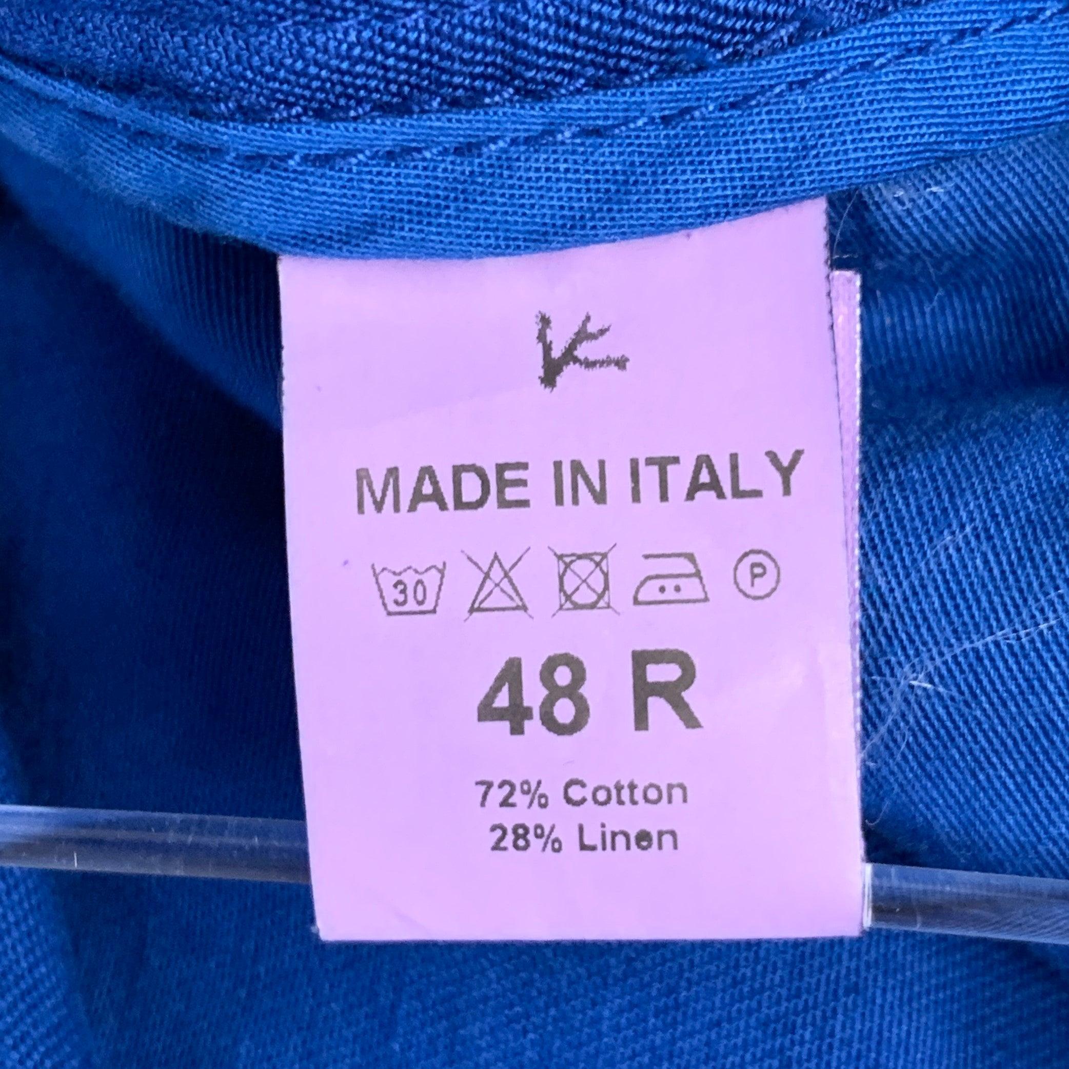 Isaia Taglia 32 Blu Cotone Lino Cinque Tasche Tapered Zip Fly Pantaloni Casual in vendita 2