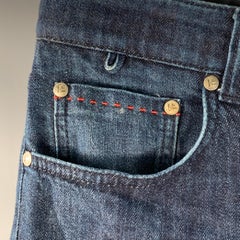 Jeans skinny en sergé de coton selvedge bleu Isaia Taille 32