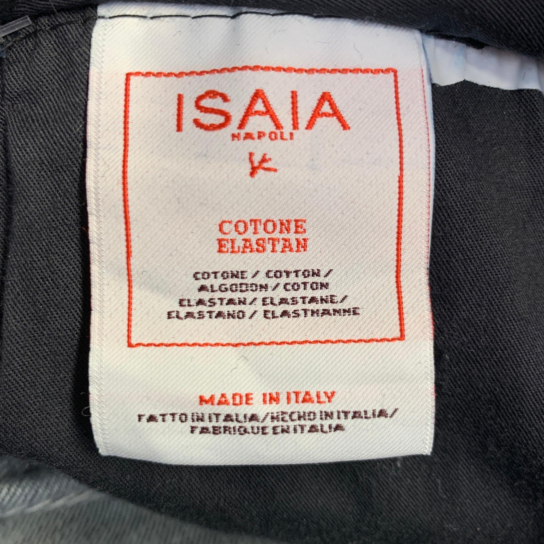 ISAIA Talla 32 Vaqueros pitillo de sarga de algodón azul con orillo en venta 3