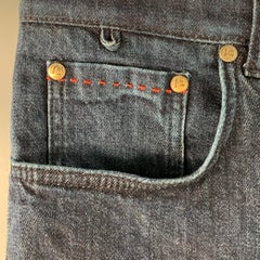 ISAIA Vaqueros pitillo de sarga de algodón azul con orillo talla 34