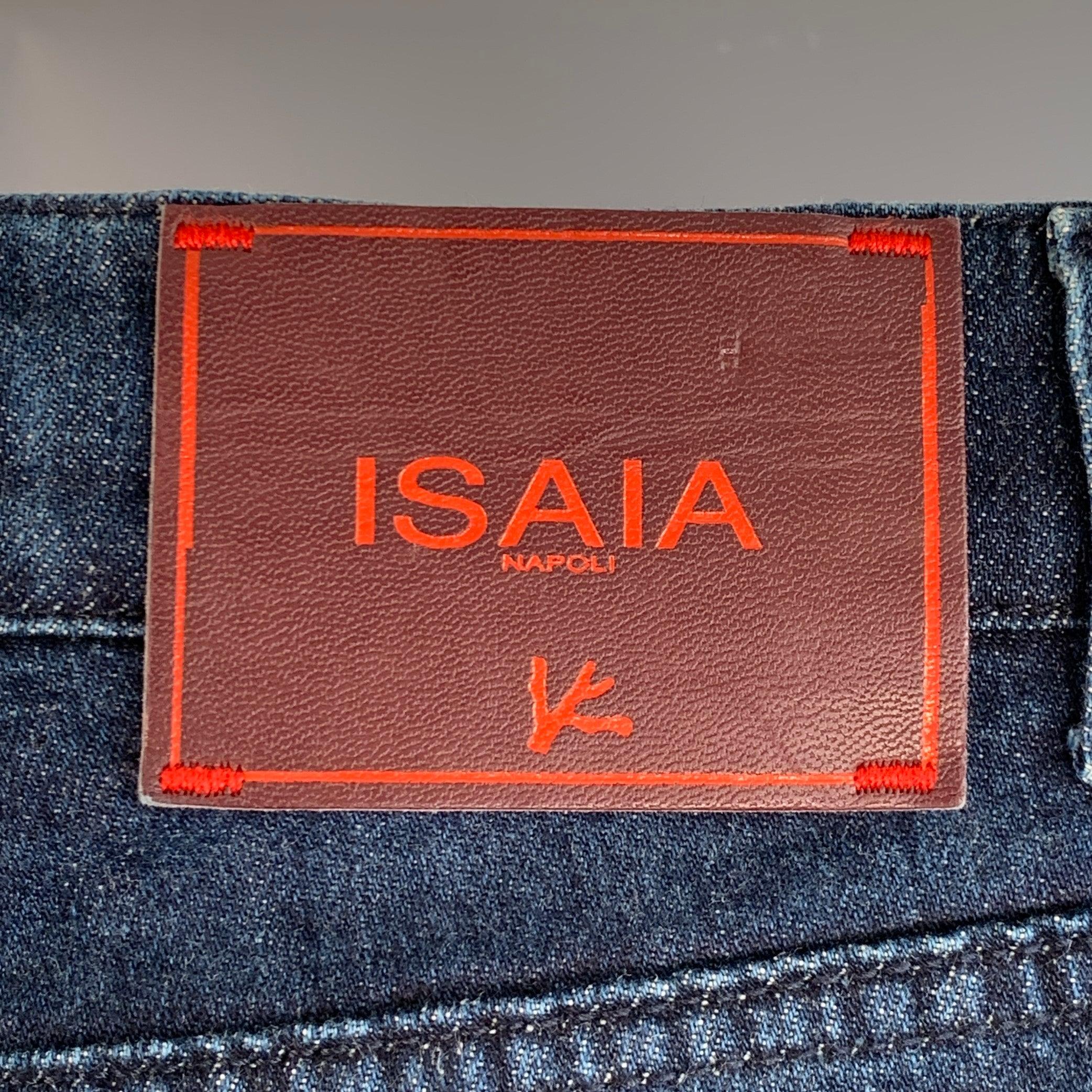 ISAIA Vaqueros pitillo de sarga de algodón azul con orillo talla 34 en Bueno estado para la venta en San Francisco, CA