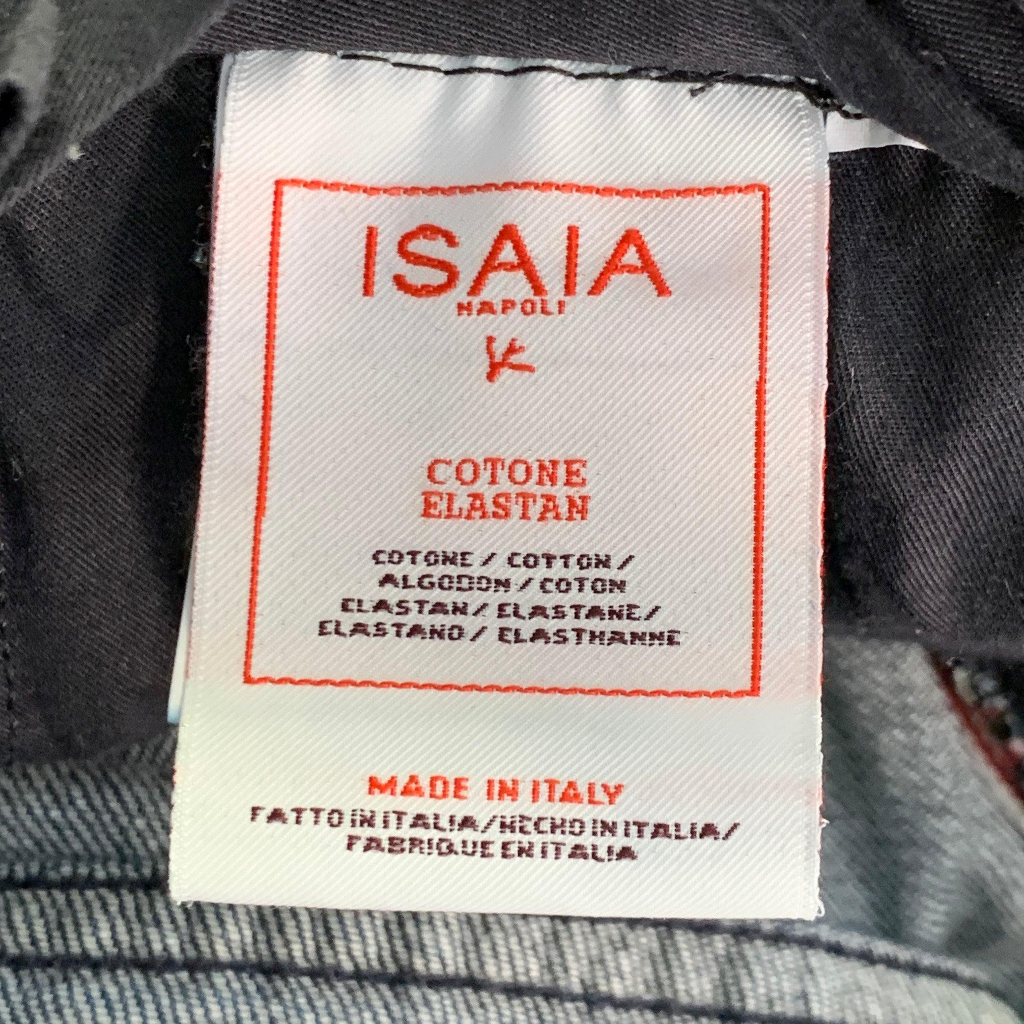 ISAIA Vaqueros pitillo de sarga de algodón azul con orillo talla 34 en venta 3