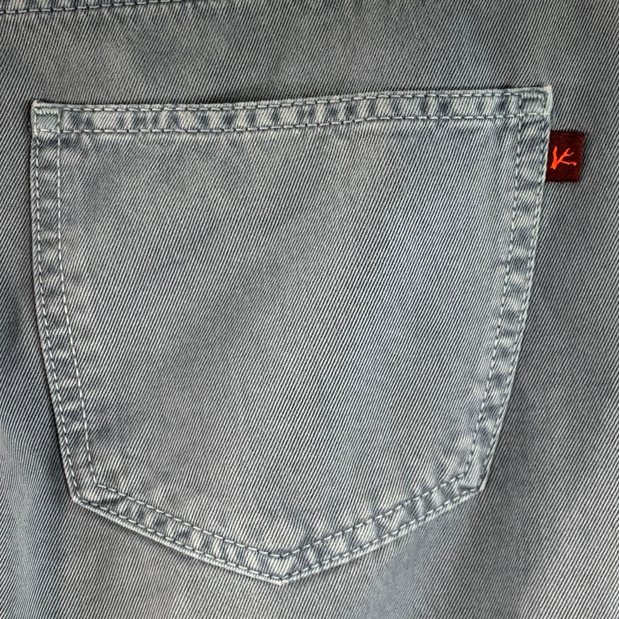 De los hombres ISAIA Talla 34 Azul Algodón Selvedge Sarga Recto Botón Bragueta Pantalones Casual en venta