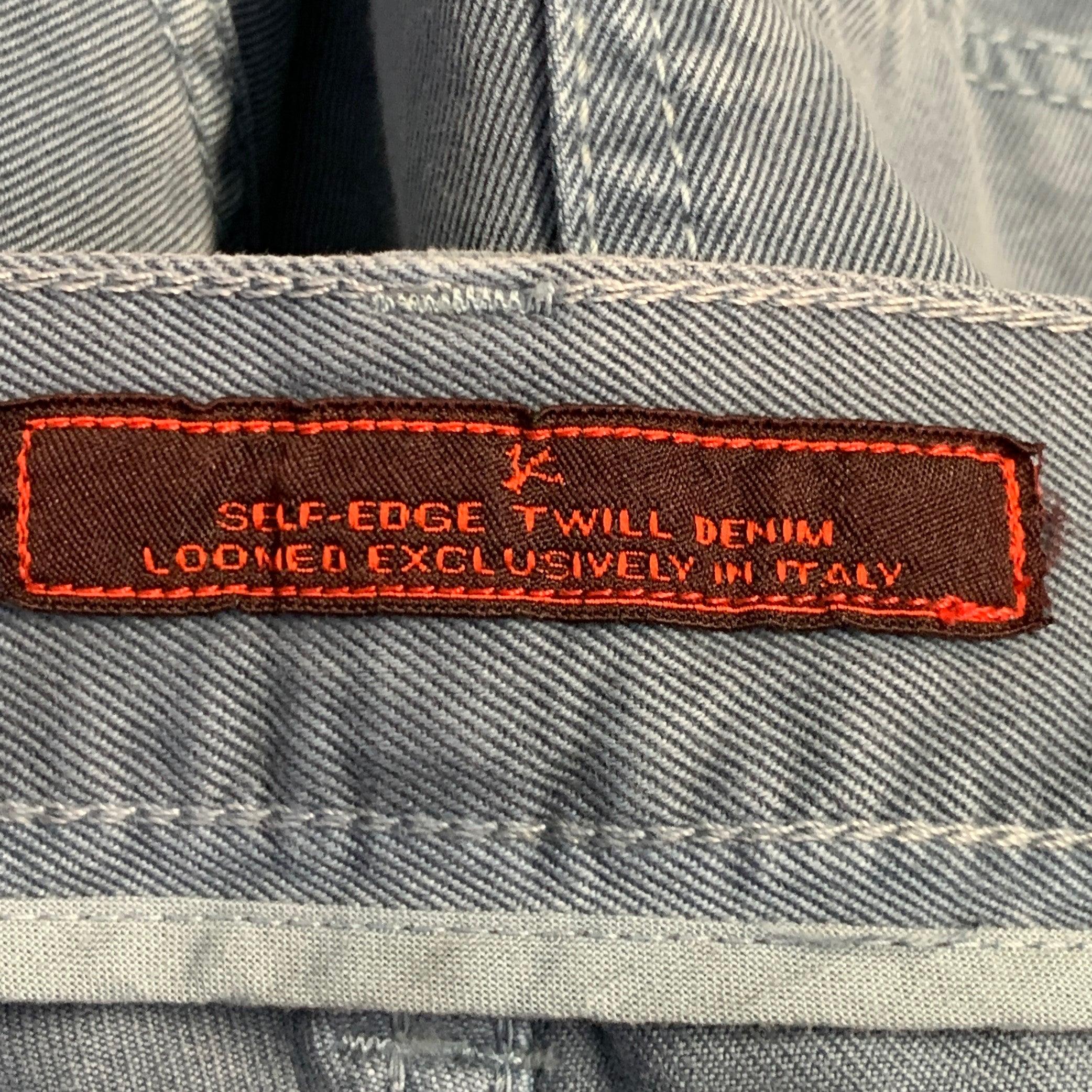 ISAIA Talla 34 Azul Algodón Selvedge Sarga Recto Botón Bragueta Pantalones Casual en venta 2