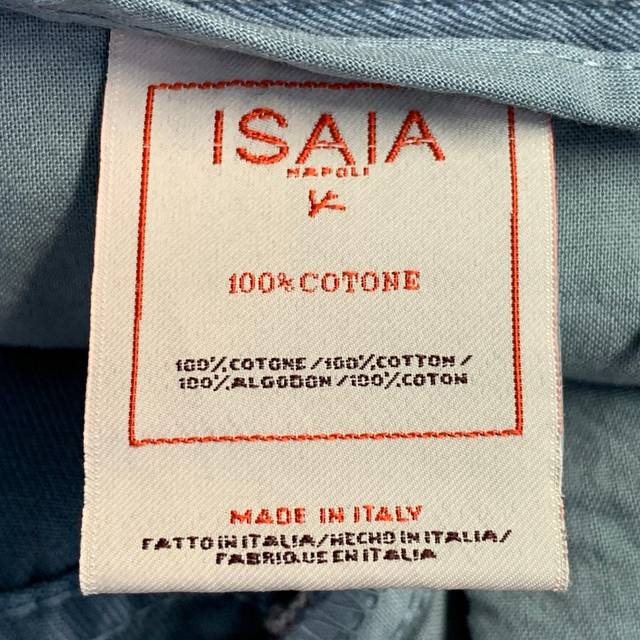 ISAIA Talla 34 Azul Algodón Selvedge Sarga Recto Botón Bragueta Pantalones Casual en venta 3