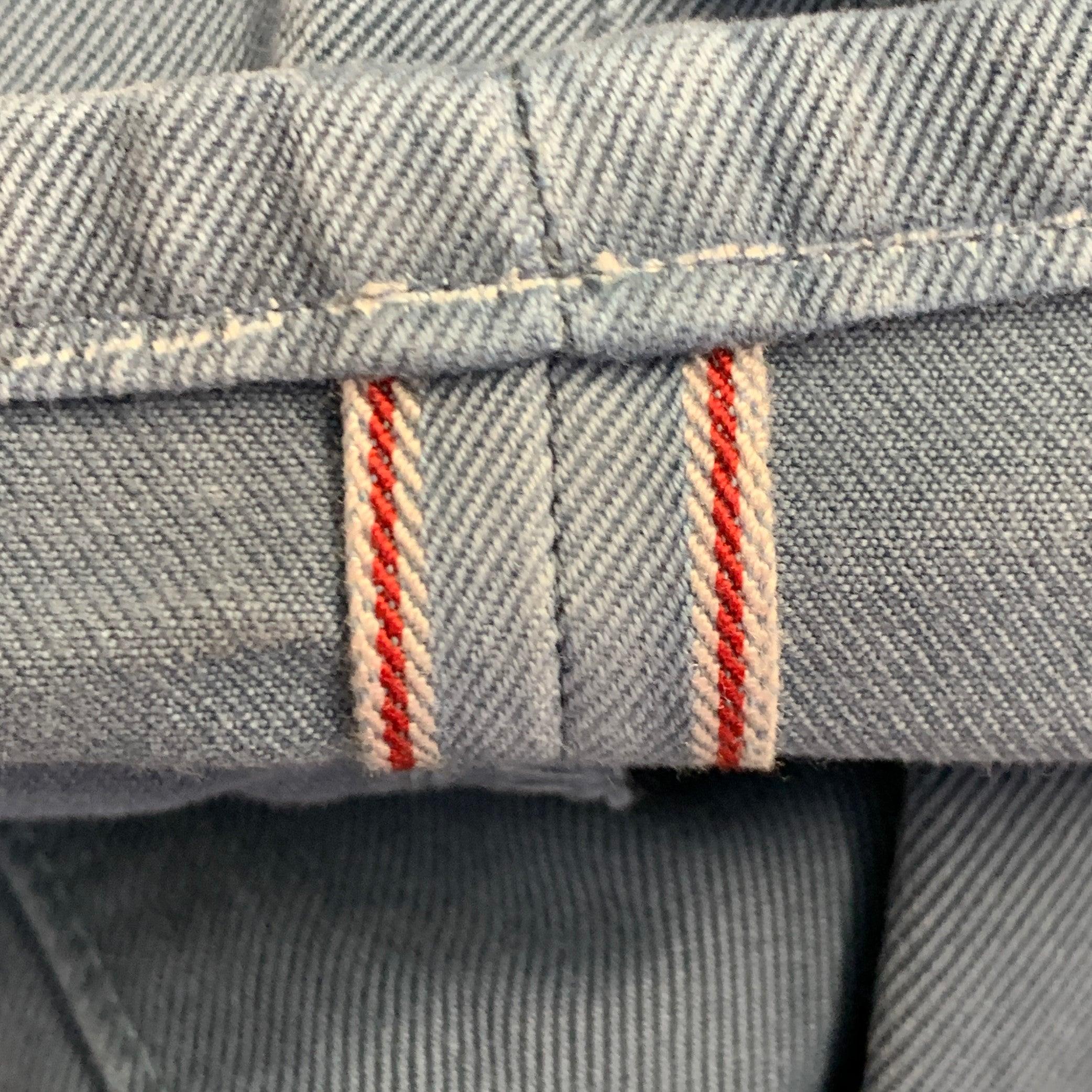 ISAIA Talla 34 Azul Algodón Selvedge Sarga Recto Botón Bragueta Pantalones Casual en venta 4
