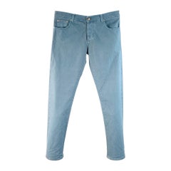 ISAIA Size 34 Blue Cotton Selvedge Twill Straight Button Fly Casual Pants
