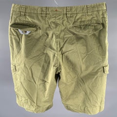 Isaia Taglia 36 Pantaloncini Cargo in cotone verde