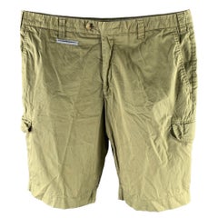 Isaia Taglia 36 Pantaloncini Cargo in cotone verde