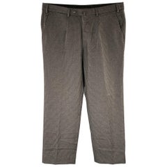 ISAIA Size 36 Grey Black Gingham Wool Pleated Dress Pants