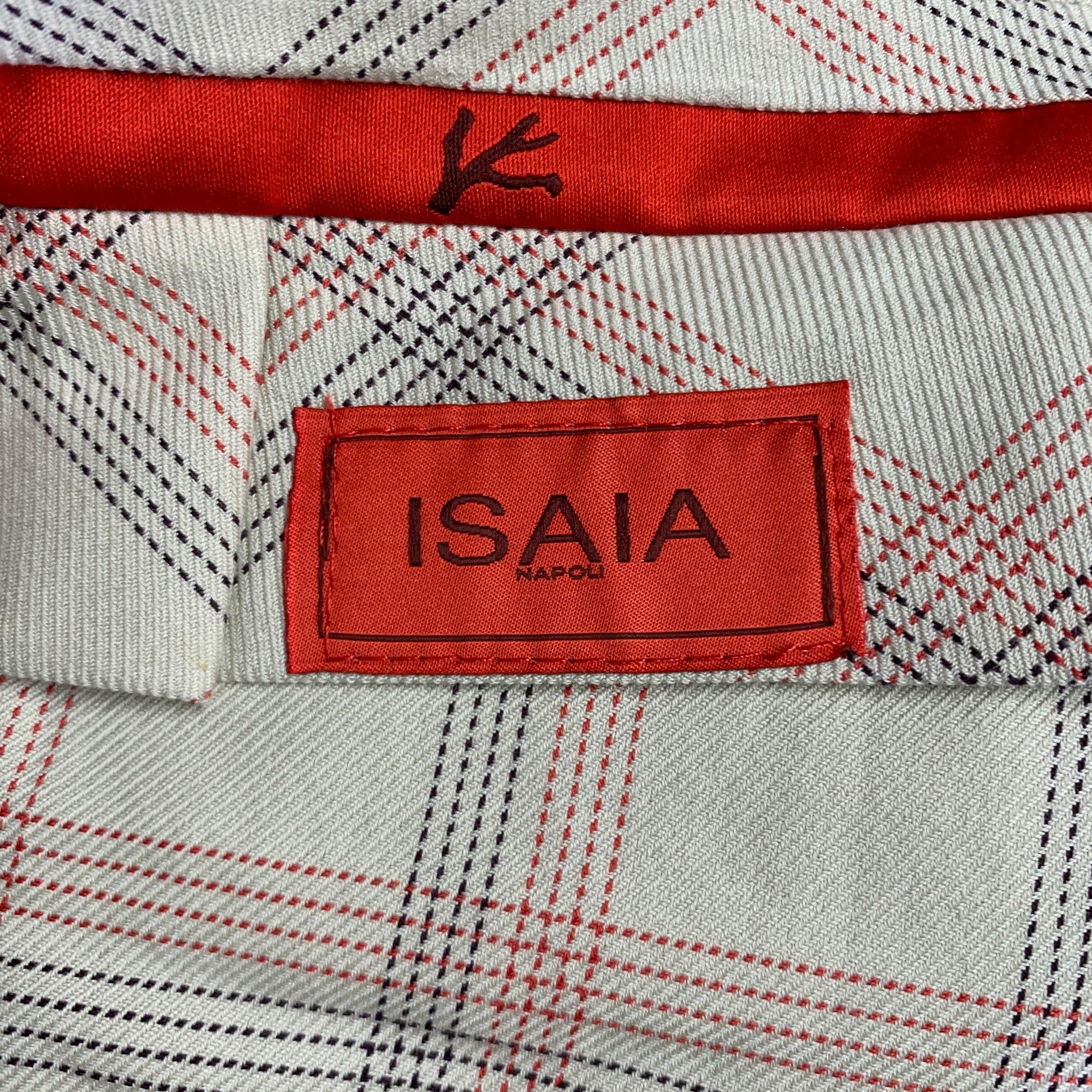 ISAIA Pantalón de vestir con cremallera de lana avena talla 36 Beige