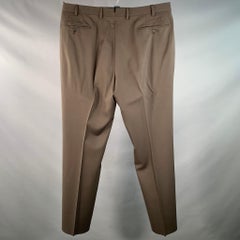 ISAIA Größe 37 Braun Twill Wolle Flachfront Kleid Hose