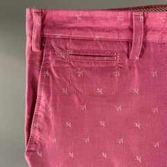ISAIA Size 38 Pink White Logo Cotton Cuff Shorts
