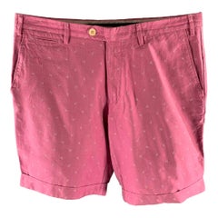 ISAIA Size 38 Pink White Logo Cotton Cuff Shorts