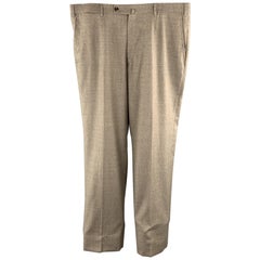 ISAIA Size 38 Taupe Solid Lana Wool Zip Fly Dress Pants