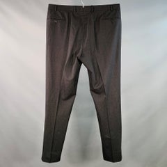 Isaia Taille 39 Pantalon habillé en laine gris anthracite avec fermeture éclair