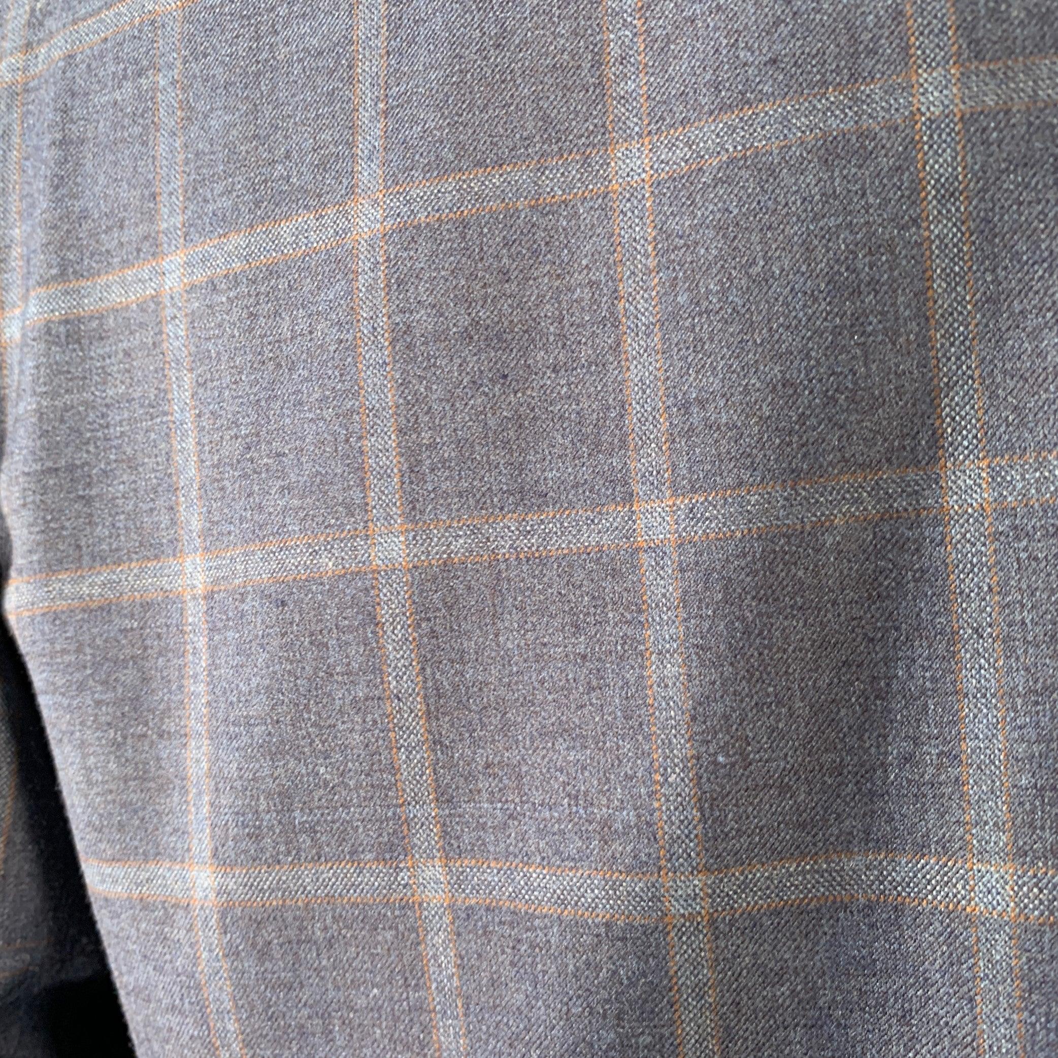 ISAIA Size 40 Blue Orange Plaid Wool Single Breasted Sport Coat For Sale 1