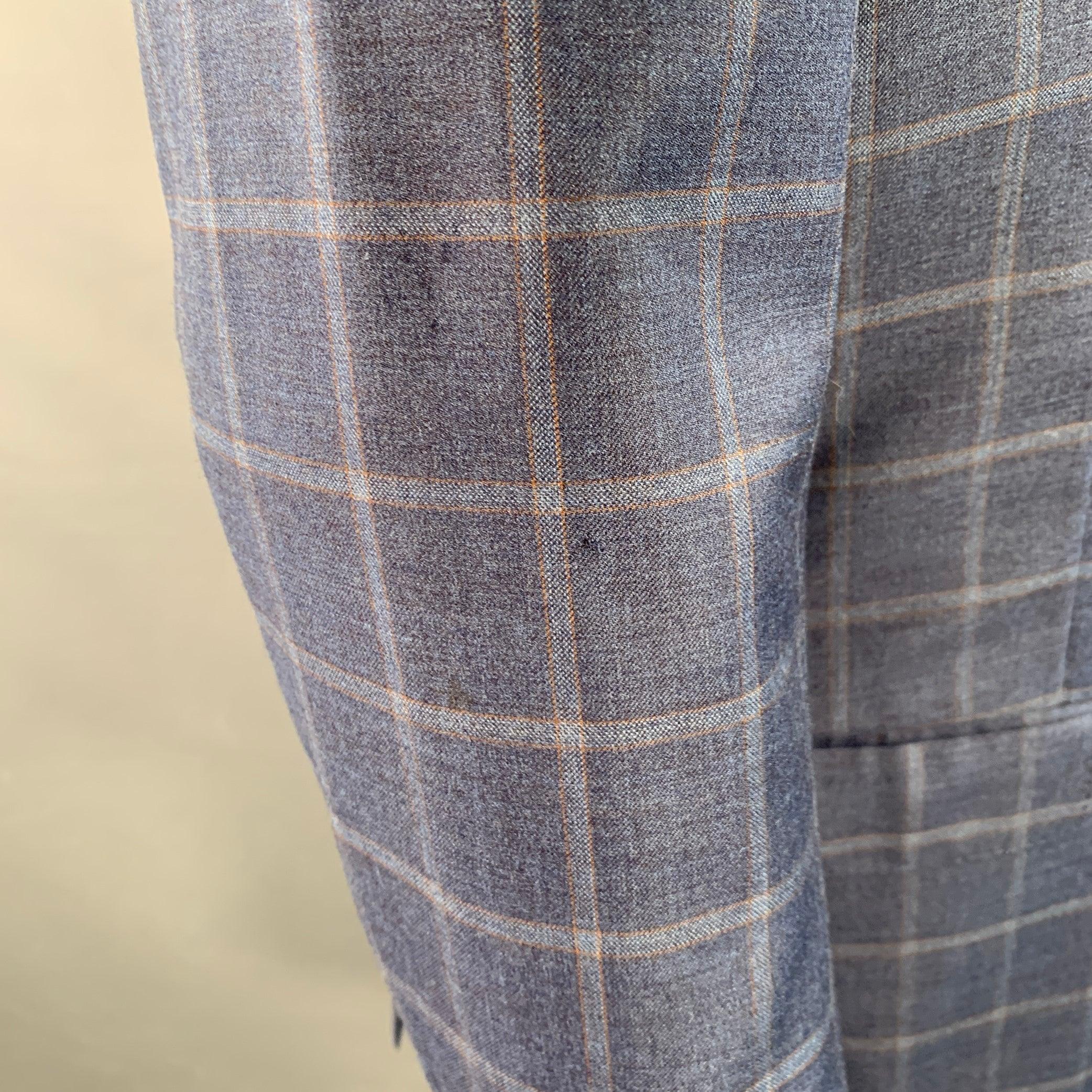 ISAIA Size 40 Blue Orange Plaid Wool Single Breasted Sport Coat For Sale 2