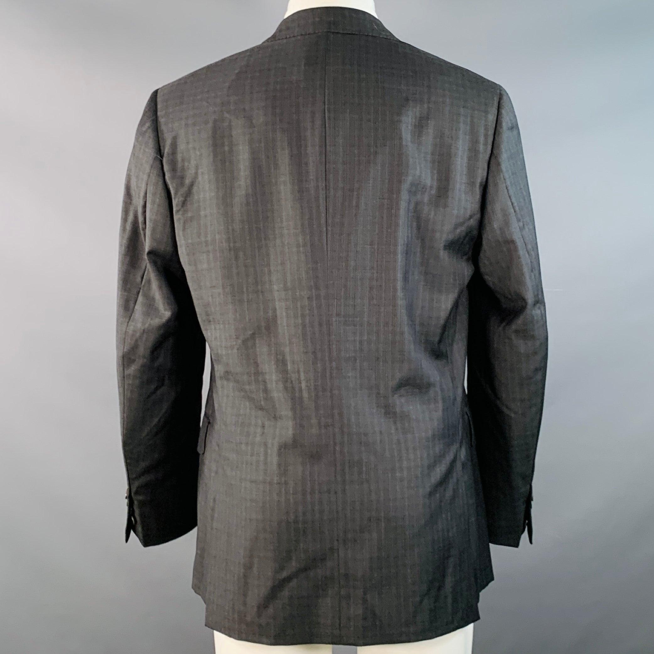 ISAIA Größe 40 Grau Blau Kariert Wolle Einreihig Sport Mantel Herren im Angebot