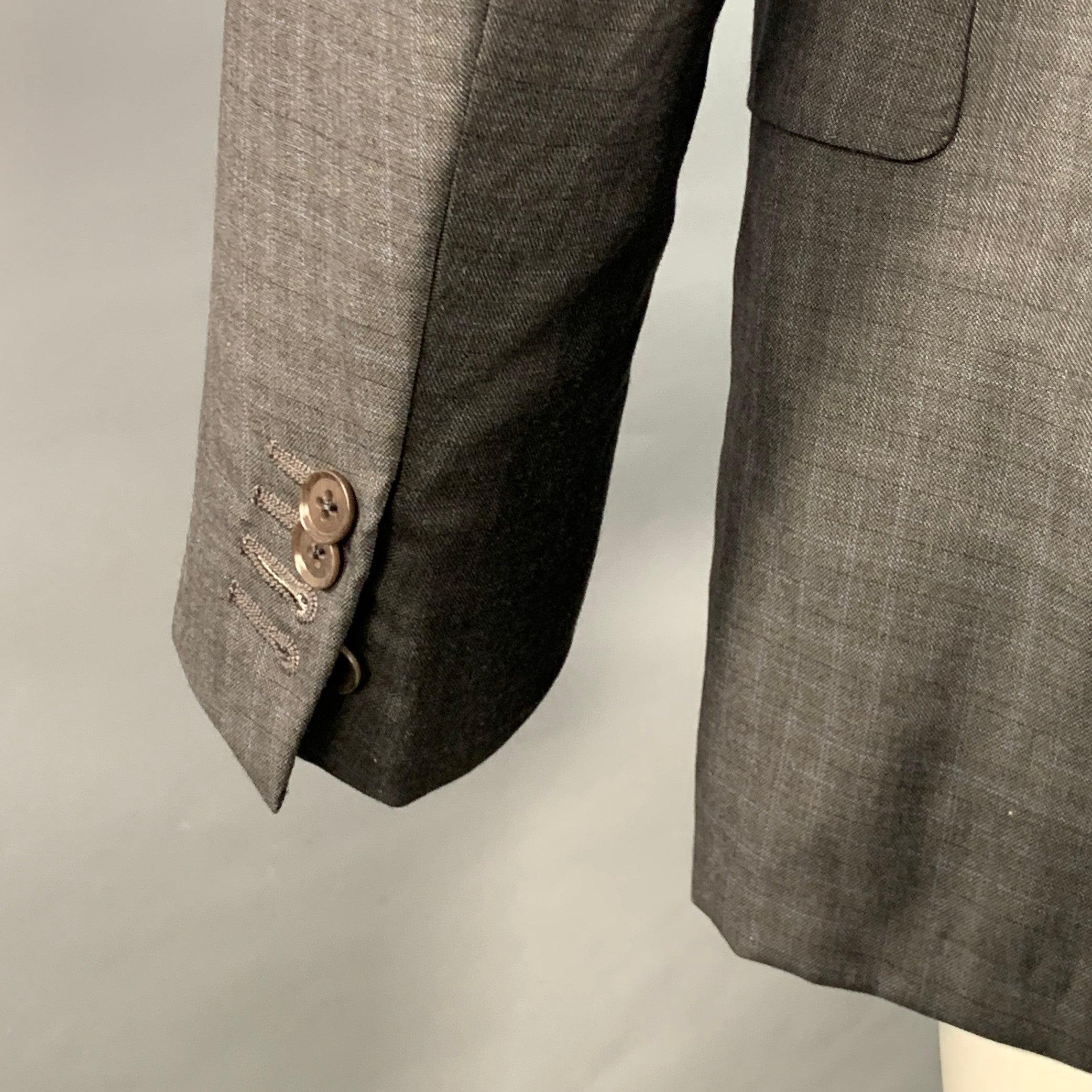 ISAIA Größe 40 Grau Blau Kariert Wolle Einreihig Sport Mantel im Angebot 1