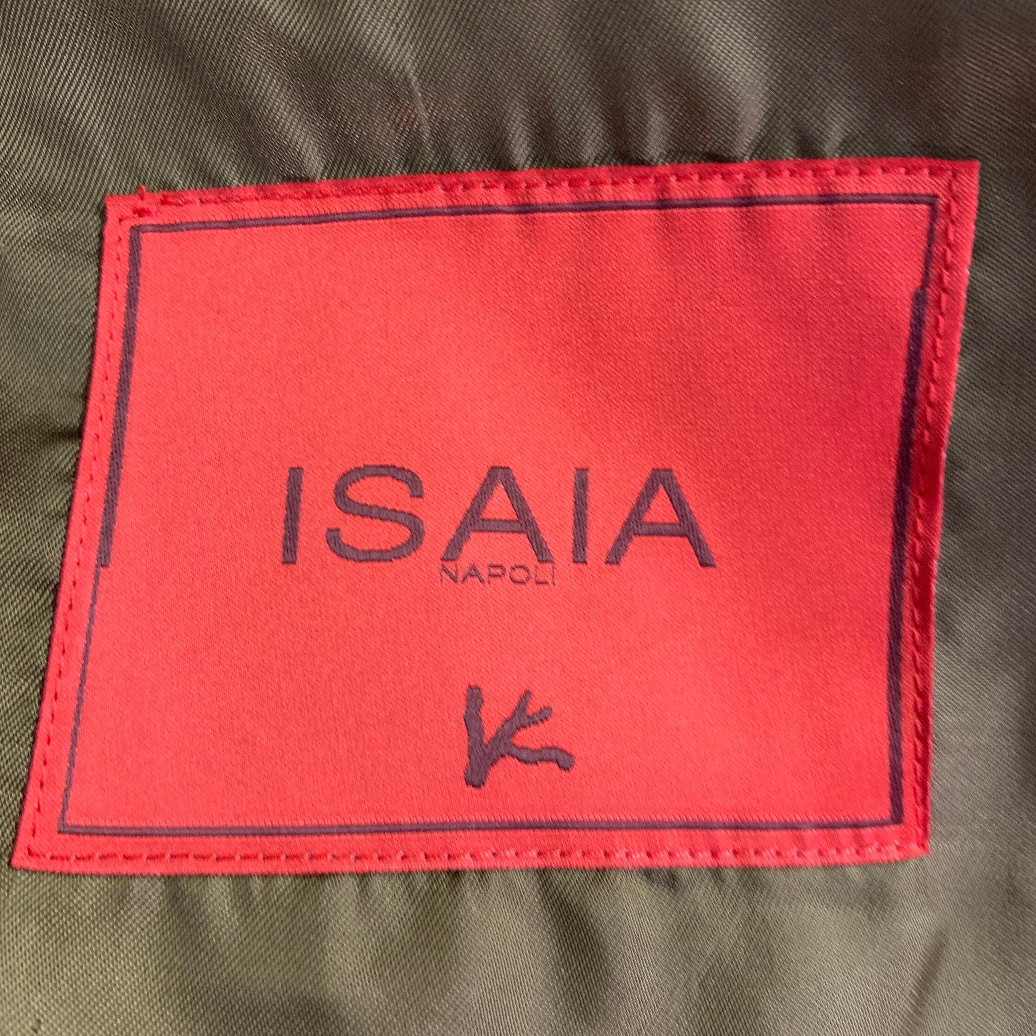 ISAIA Größe 40 Grau Blau Kariert Wolle Einreihig Sport Mantel im Angebot 2