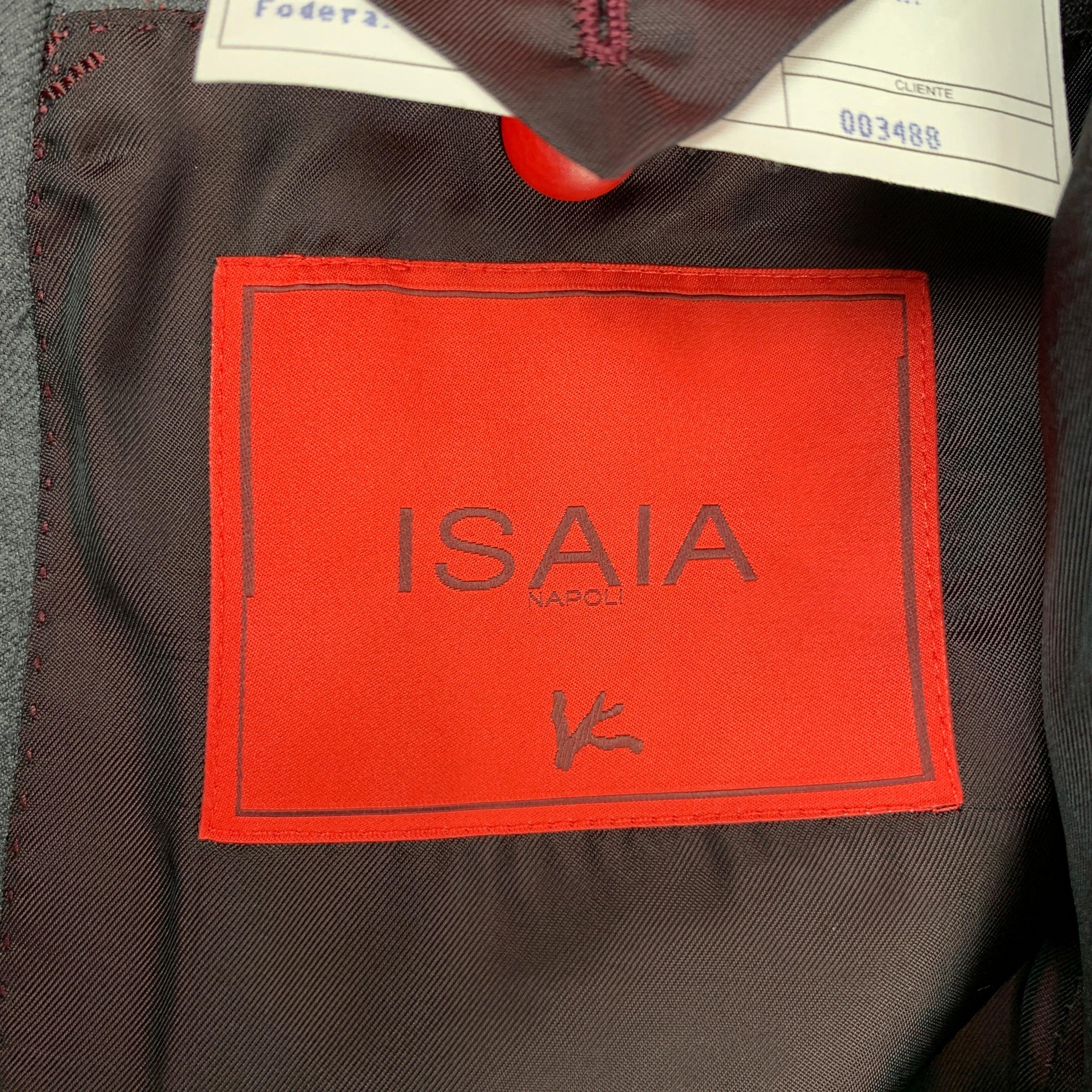 ISAIA Talla 40 Gris Carbón Rojo Rayas Lana Solapa Muesca Abrigo Deportivo en venta 1