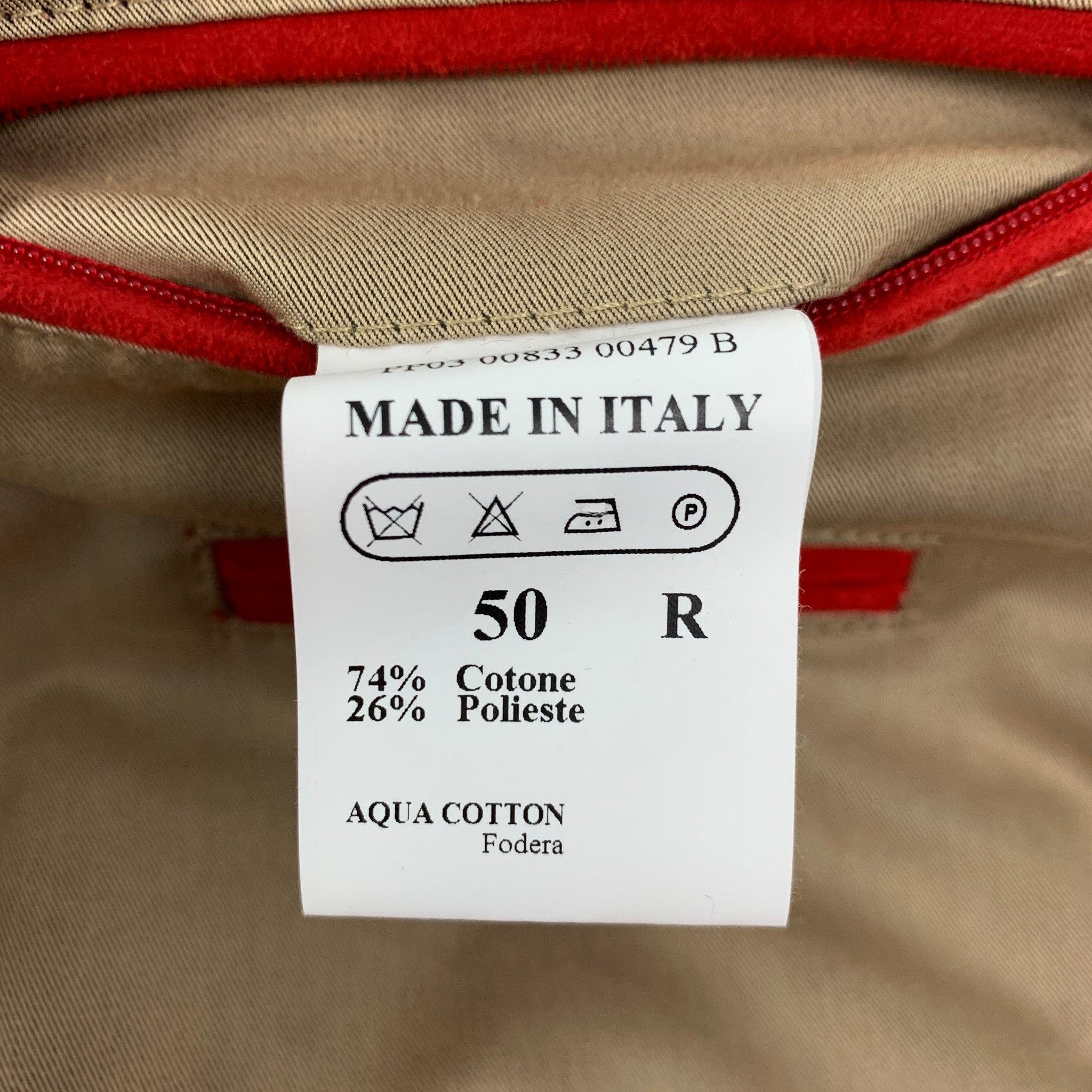 ISAIA Size 40 Khaki Cotton / Polyester Hidden Placket Jacket For Sale 2