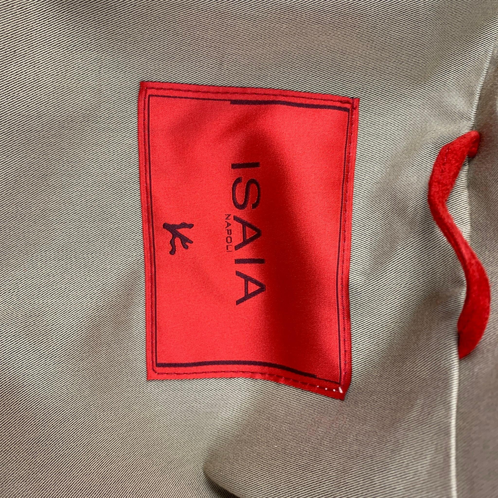 ISAIA Size 40 Khaki Cotton / Polyester Hidden Placket Jacket For Sale 4