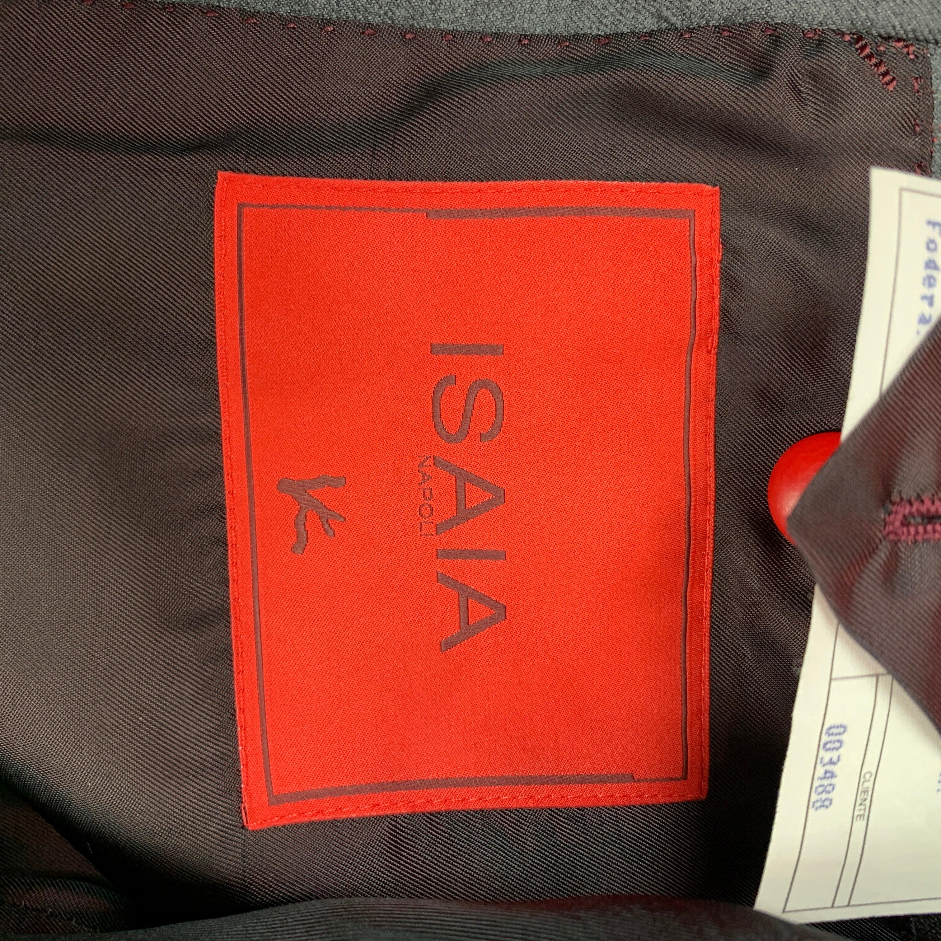 ISAIA Size 40 Long Gray & Charcoal Stripe Wool Notch Lapel Sport Coat For Sale 4