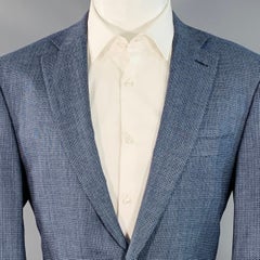 Isaia Size 40 Regular Navy White Woven Wool Notch Lapel Sport Coat (Manteau de sport à revers échancré en laine tissée)