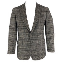 ISAIA Size 42 Black White Plaid Wool Single Breasted Sport Coat