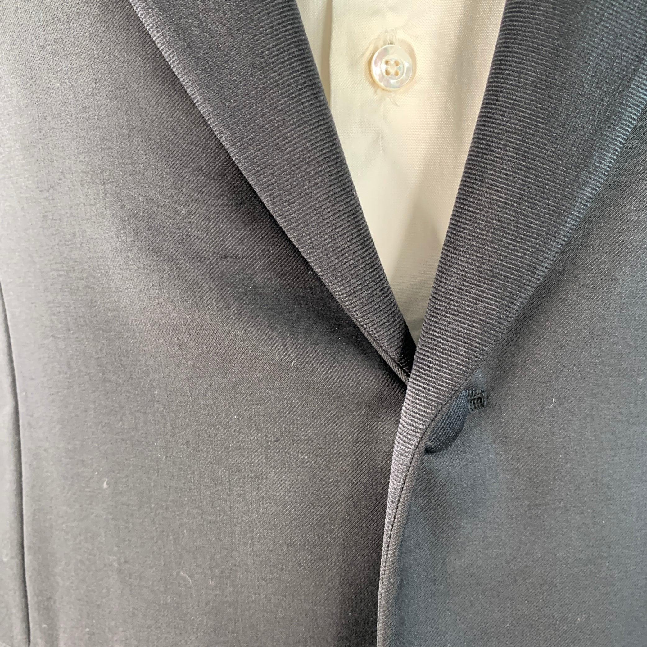 ISAIA Size 42 Regular Black Wool Satin Peak Lapel Tuxedo For Sale 5