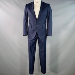 Isaia Taille 42 Regular Navy Black Glenplaid Wool Notch Lapel Suit