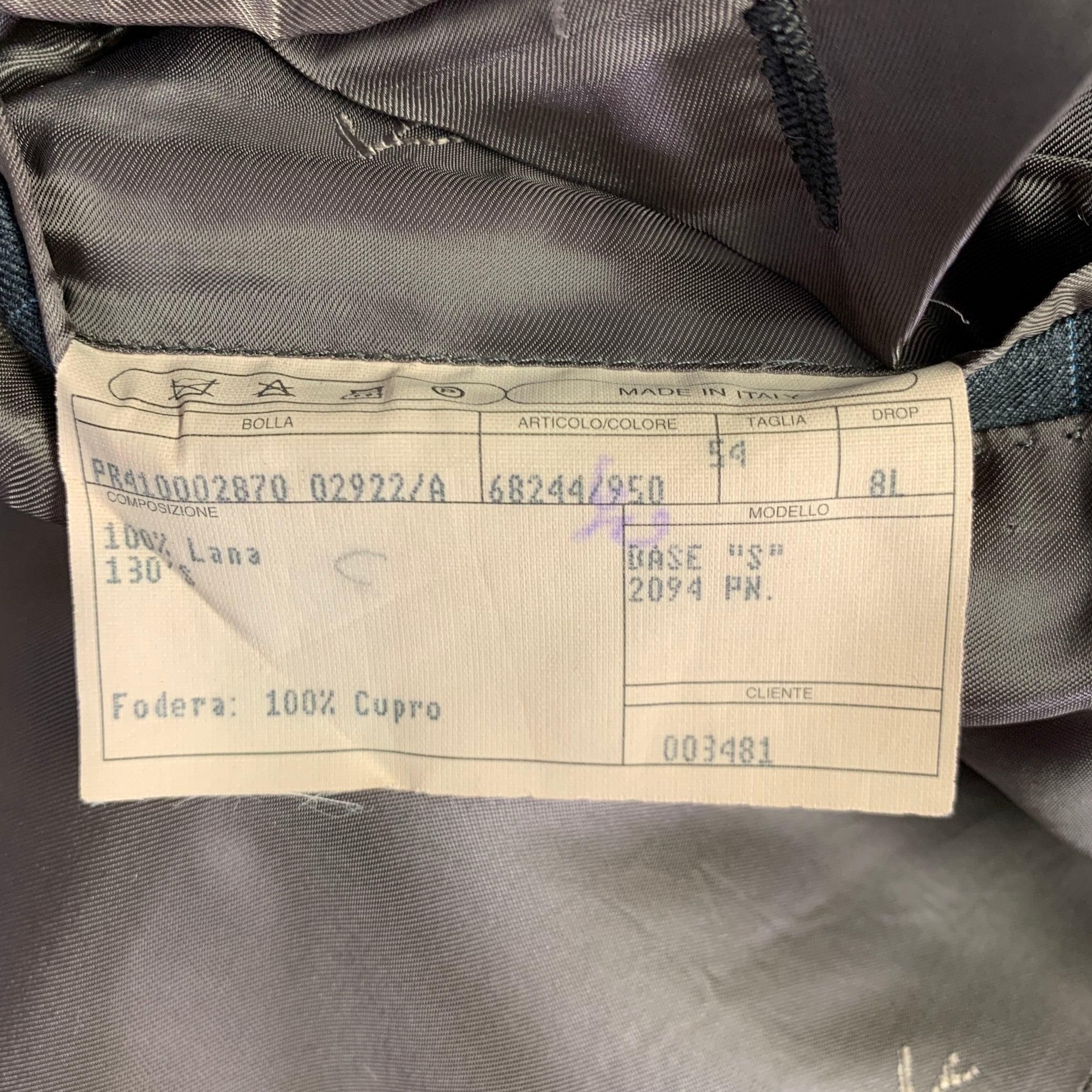 ISAIA Size 44 Grey Light Blue Pinstripe Wool Single Breasted Suit 4