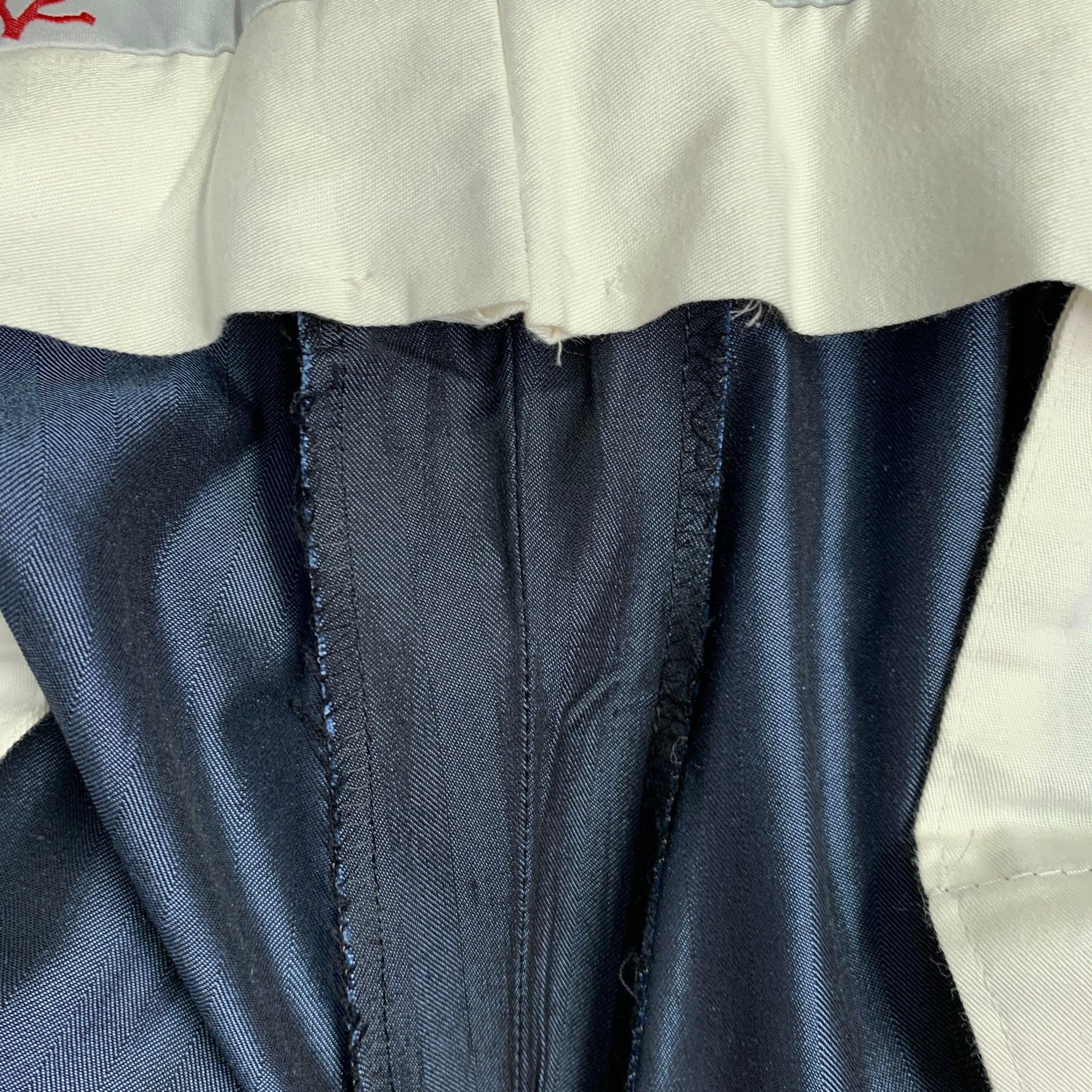 ISAIA Größe 46 Langer Marineblau gestreifter Anzug aus Wolle und Seide mit Kerbrevers im Angebot 6