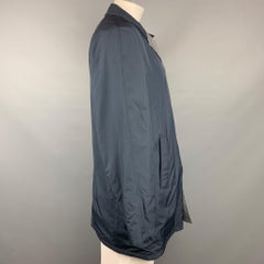 ISAIA Size 46 Navy & Grey Two Toned Wool / Polyester Reversible Coat