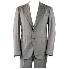 ISAIA Size 46 Regular Grey Slate Wool Notch Lapel Suit