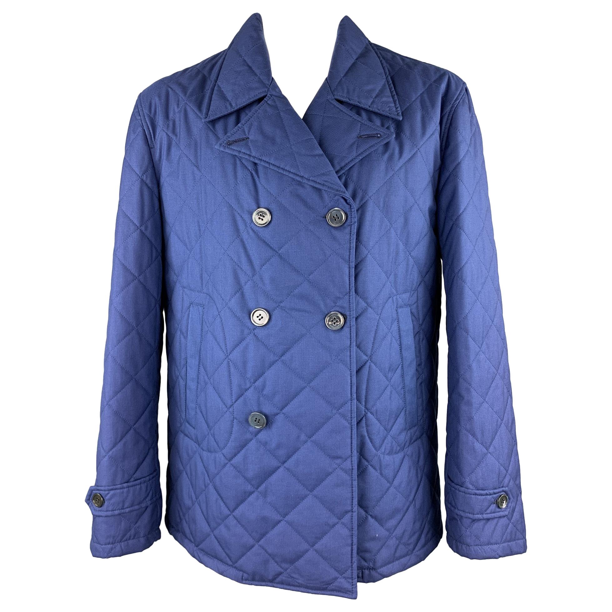 ISAIA Size 48 Royal Blue Quilted Cotton / Wool Double Breasted Peacoat at 1stDibs royal blue