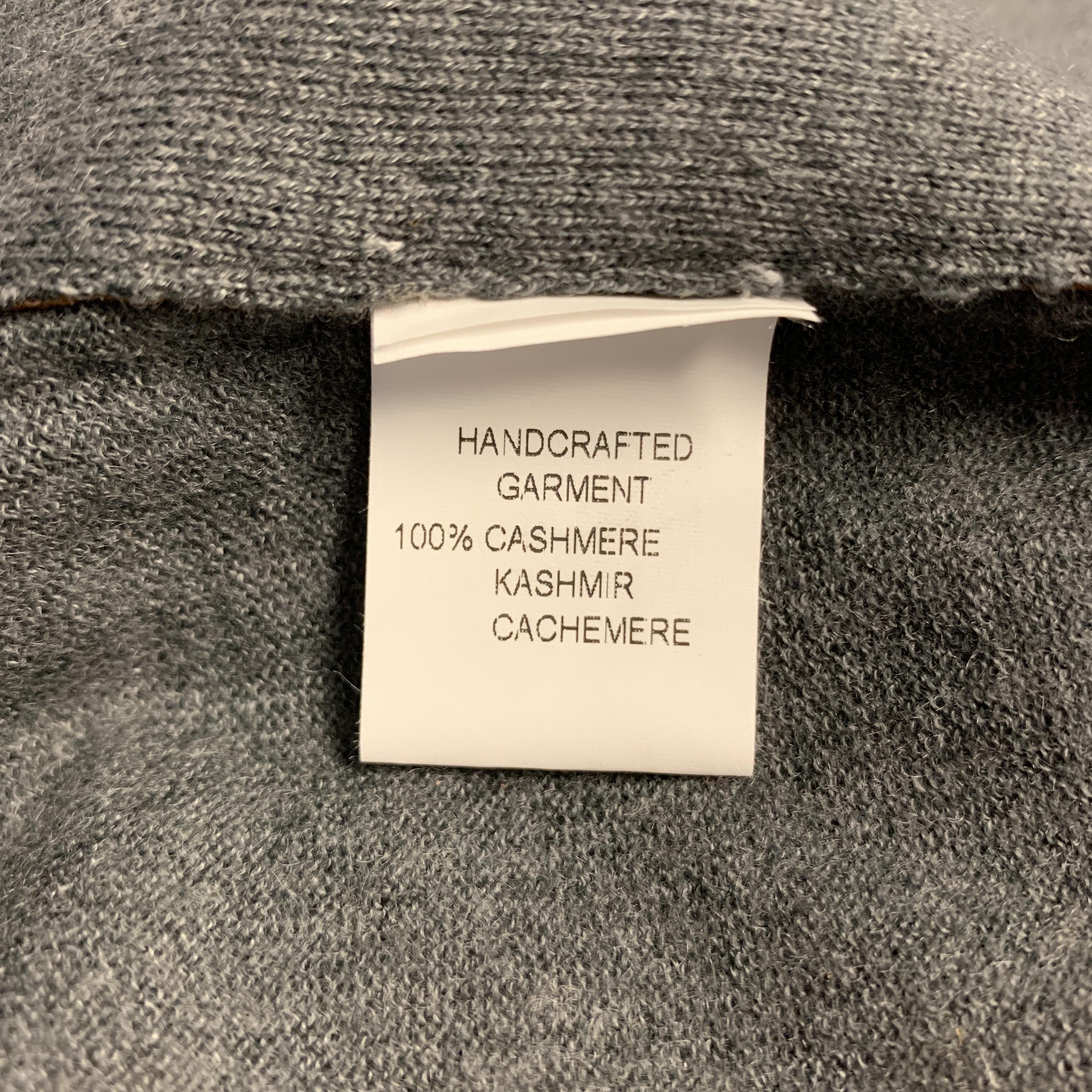 ISAIA Size L Grey & Tan Mixed Materials Cashmere Zip Up Jacket 1