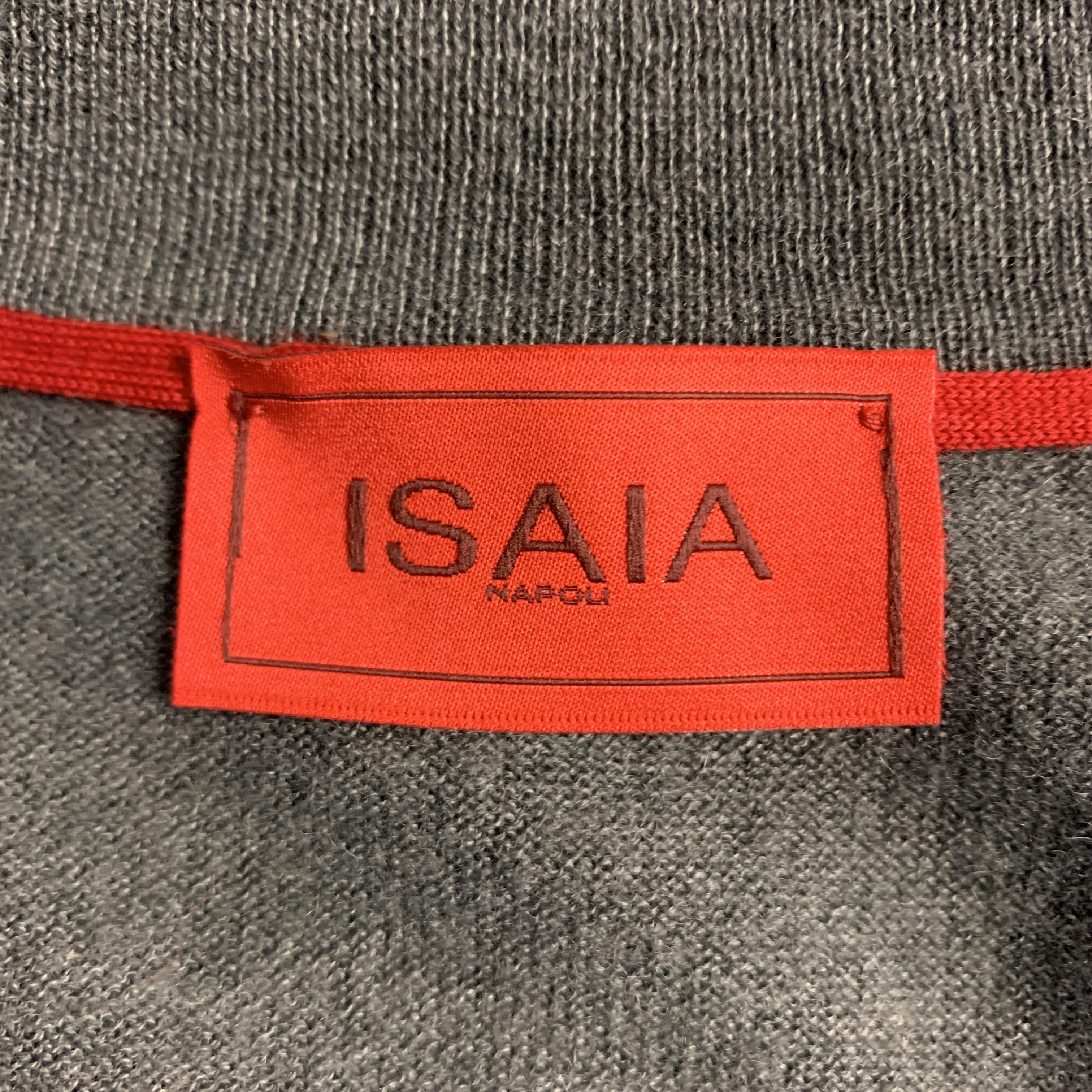 ISAIA Size L Grey & Tan Mixed Materials Cashmere Zip Up Jacket 2
