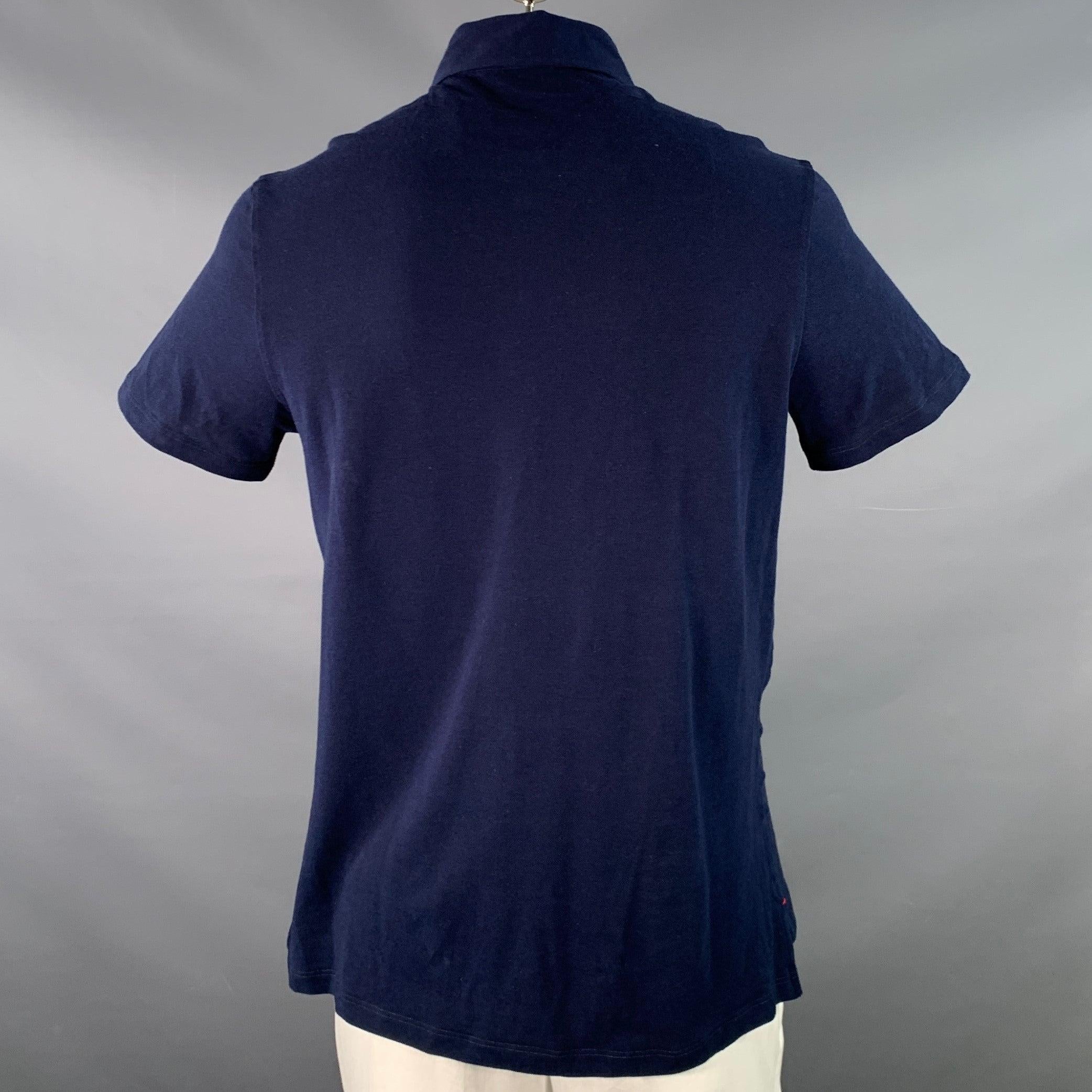 ISAIA Polo de media tapeta de piqué de algodón azul marino talla L en Excelente estado para la venta en San Francisco, CA