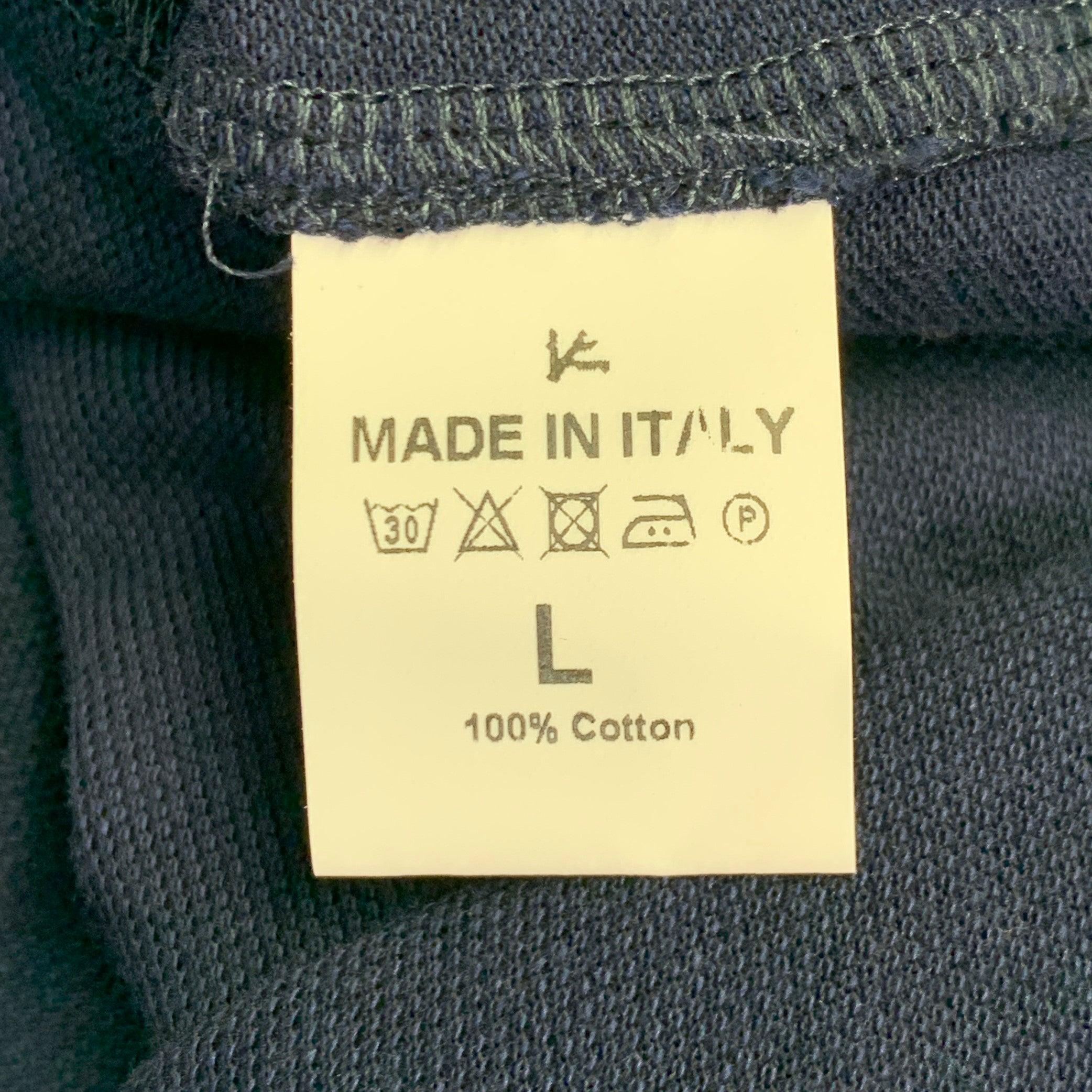 ISAIA Polo de media tapeta de piqué de algodón azul marino talla L en venta 1