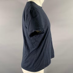 ISAIA Size L Navy Heathered Cotton Cashmere Blend Short Sleeve T-Shirt