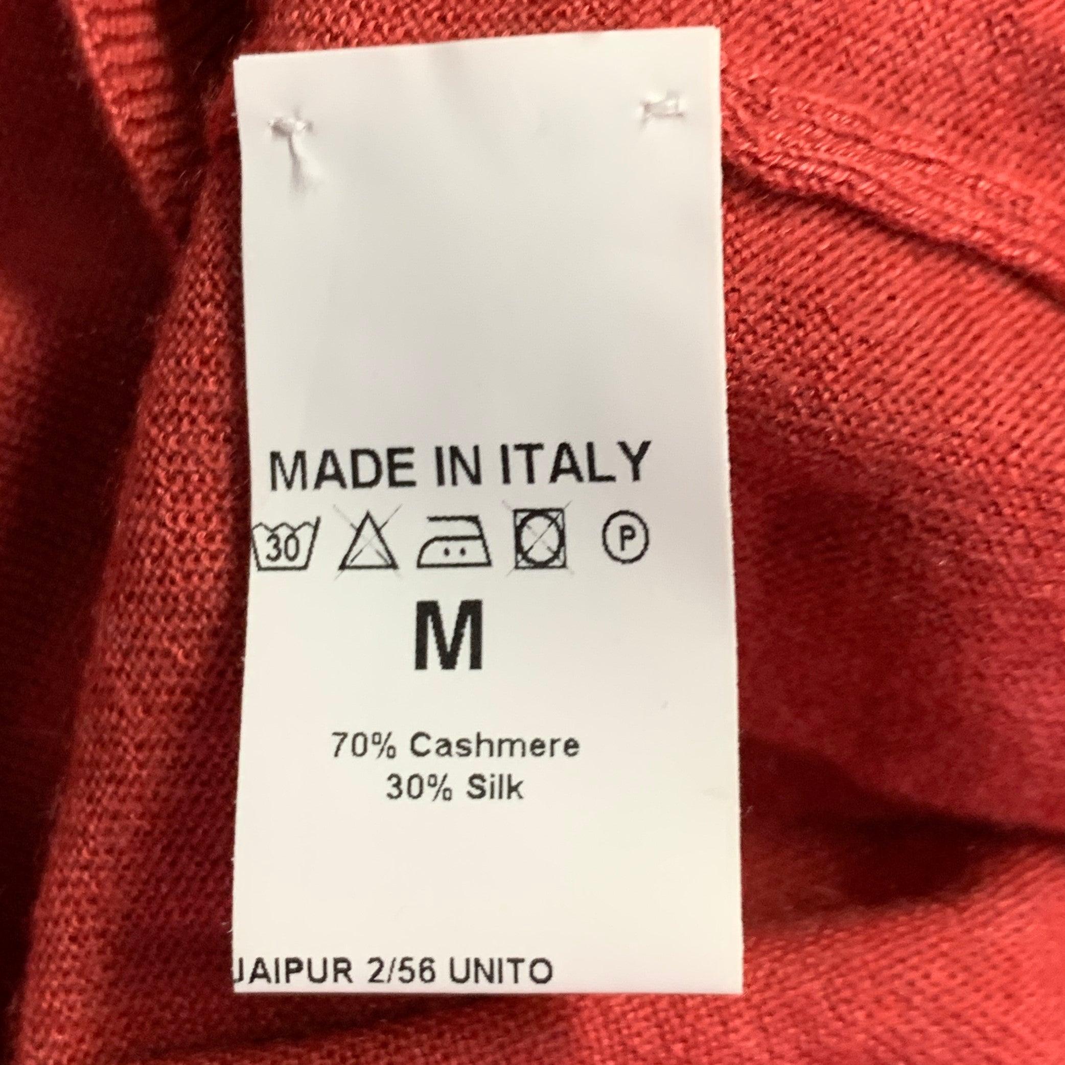M. Isaias Taglia M Rosso mattone Cashmere Seta Pullover con cappuccio in vendita 1